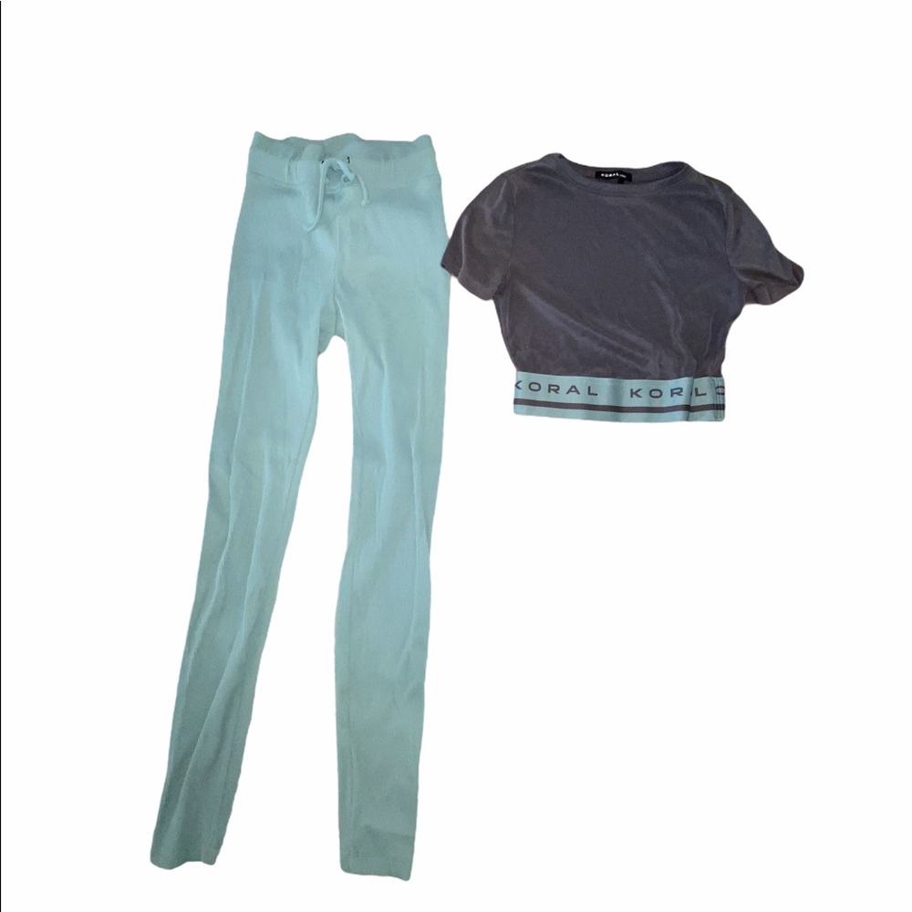 KORAL turquoise and grey workout set